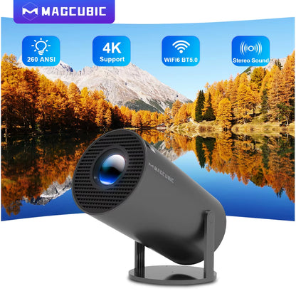 Portable Projector  Android11 4K 1280*720P HY300 Pro Dual Wifi 260ANSI 180 Flexible BT5.0  